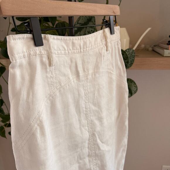 Diane von Furstenberg Linen Blend White Midi Skirt 6 Quiet Luxury Career Chic - Picture 3 of 8